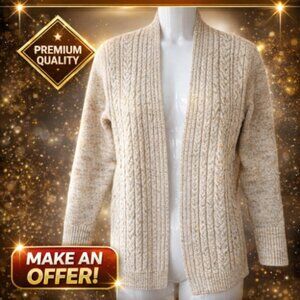 Croft & Barrow Tan Cable Knit Long Sleeve Lightweight Cardigan Women Size Small